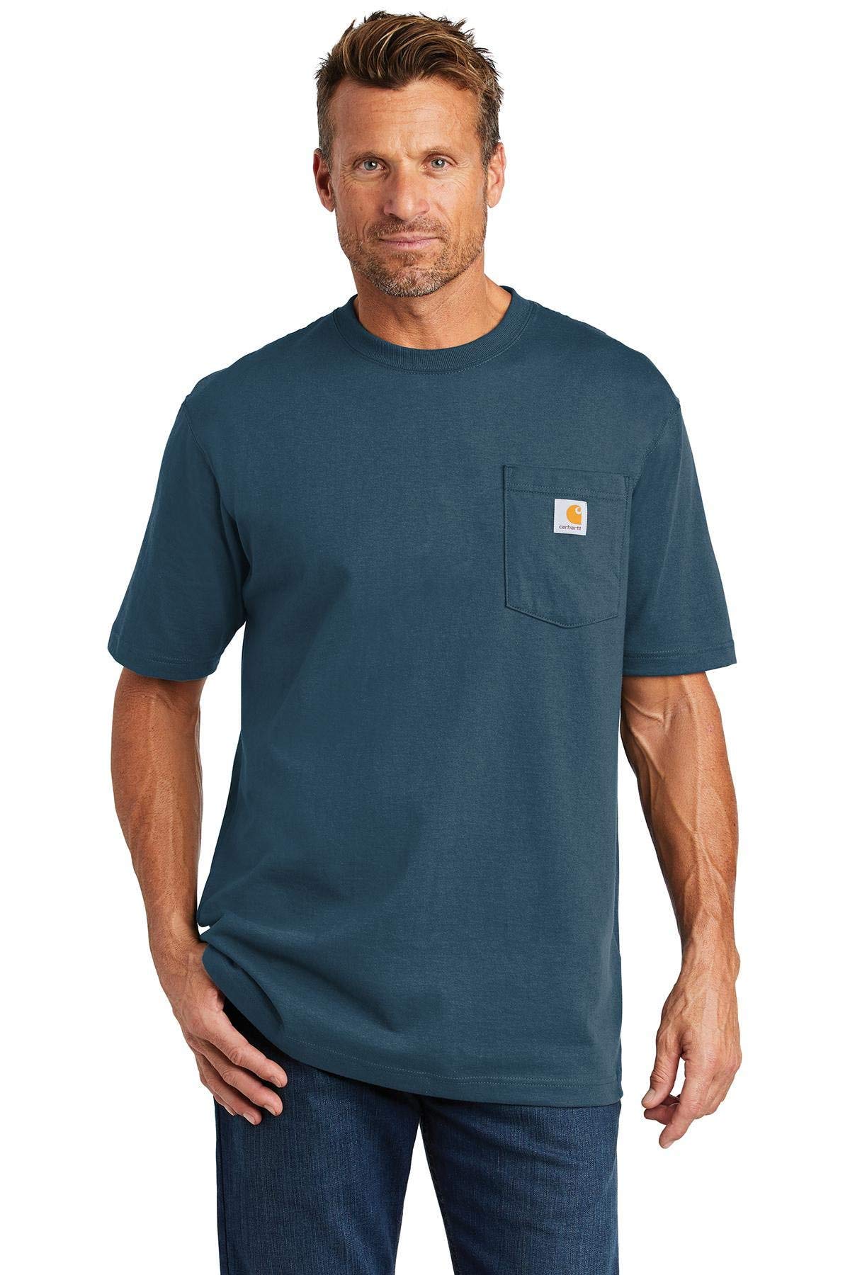 CarharttmensLoose Fit Heavyweight Short-Sleeve Pocket T-ShirtStream BlueLarge Tall