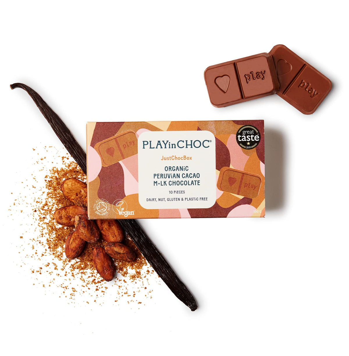 PLAYin CHOC JustChoc Vegan Chocolate, Award-Winning Organic And Dairy Free Chocolate, Organic Peruvian Cacao, Vegan Chocolate Gifts, Lactose Free Chocolate BarÃƒÆ’Ã†â€™Ãƒâ€šÃ‚Â¢ÃƒÆ’Ã‚Â¢ÃƒÂ¢Ã¢â€šÂ¬Ã…Â¡Ãƒâ€šÃ‚Â¬ÃƒÆ’Ã¢â‚¬Å¡Ãƒâ€šÃ‚Â¦ (M*lk, 100g)