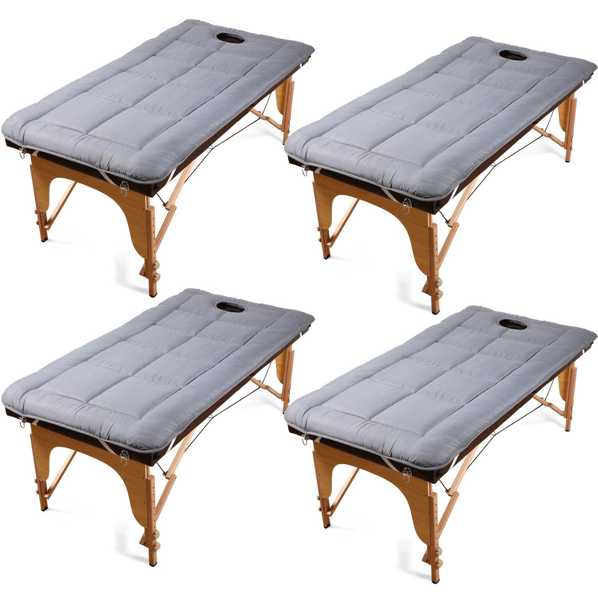 Oudain 4 Pcs Spa Massage Table Pad Beauty Massage Mattress Topper Massage Table Sheets Thickened Massage Bed Cover with Face Hole and Elastic Bands for Beauty Salon Spa Bed, 31.5 x 75 Inch (Gray)