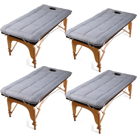 Oudain 4 Pcs Spa Massage Table Pad Beauty Massage Mattress Topper Massage Table Sheets Thickened Massage Bed Cover with Face Hole and Elastic Bands for Beauty Salon Spa Bed, 31.5 x 75 Inch (Gray)