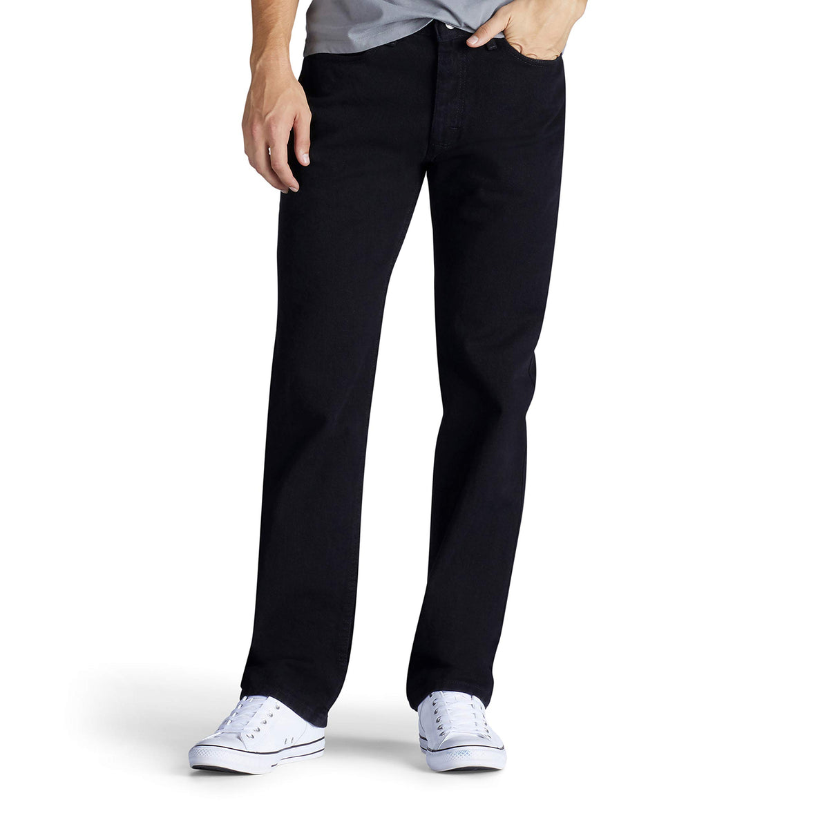 Lee Men's Relaxed Fit Straight Leg Jean, Double Black, 33W x 30L
