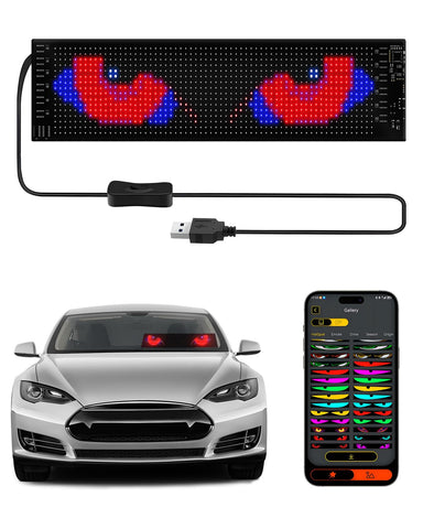 MIMIRGB Devil Eyes Light for Cars,Programmable LED Eyes for Car, 4 x 14inch,Flex LED Display for Car, LED Sign for Car, Suitable for Windows of Cars and Small to Medium-Sized Trucks