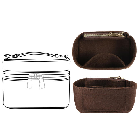 Doxo Purse Organizer for LV Nice Nano Bags,Felt Hangbag Organizer Insert,Bag Dividers with Zipper Designed.(Brown-Felt)