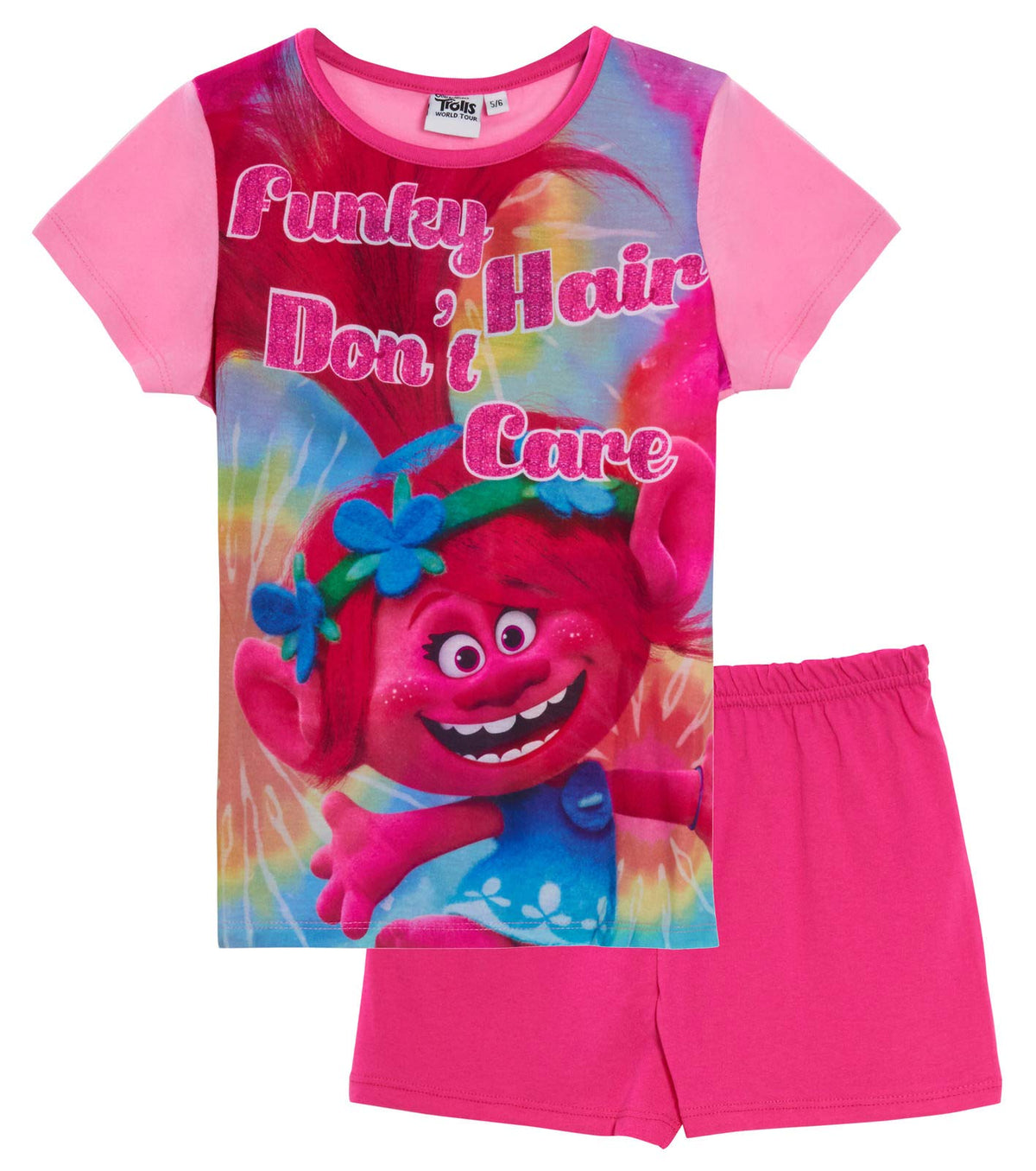 Girls Trolls Short Pyjamas Funky Hair 7-8 Years