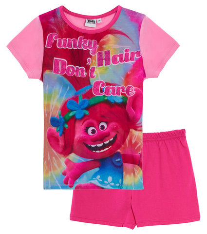 Girls Trolls Short Pyjamas Funky Hair 7-8 Years