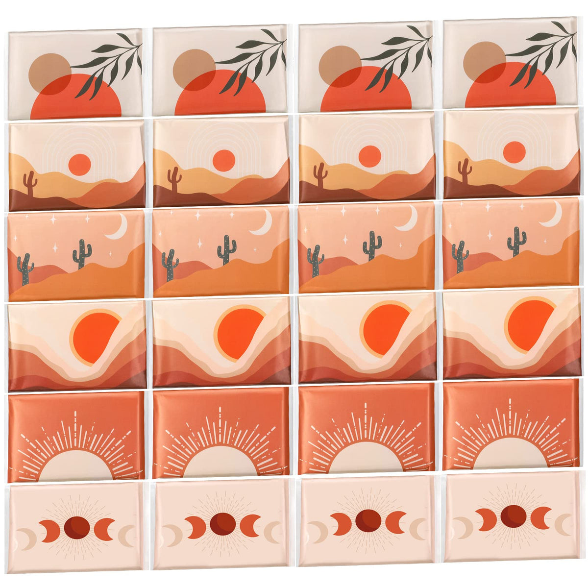 24 Packs Travel Size Tissue Pocket Tissues Slim Pack Facial Tissues 3 Ply Tissues Wallet Size Pocket Tissues Packs for Travel Wedding Party Favors, 6 Styles (Sun Scene)