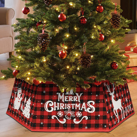 OurWarm Christmas Tree Collar Christmas Tree Skirt Tree Ring with Gift Box