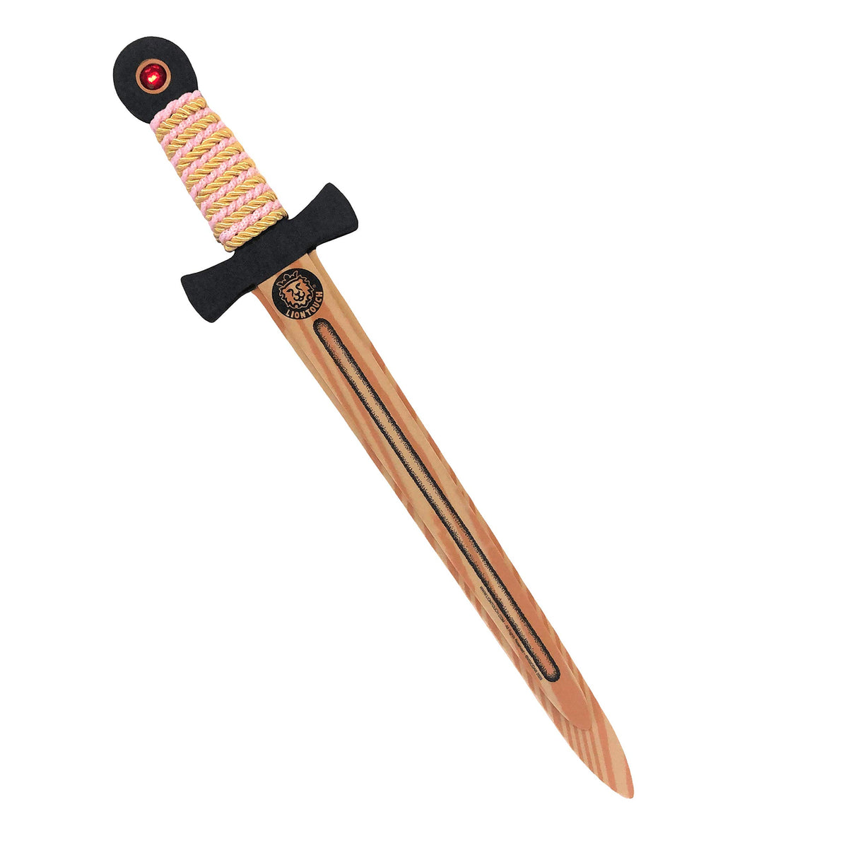 Liontouch WoodyLion Sword, Gold & Pink - Medium | Woodlike Foam Toy For Pretend Play In The Woods | Safe And Flexible Weapons & Battle Accessory For Dress Up & Costumes For Kids