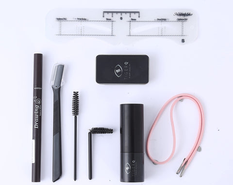 Eyebrow Stamp Stencil Kit: Eyebrow Stamp, Brow Soap, Eyebrow Razor, 6 Stencils, Brow Pencil, Eyebrow Shaping Kit, Brow Stamp Kit, Eyebrow Stamp Kit, Brow Stencil Kit, Brow Stencil and Stamp Kit