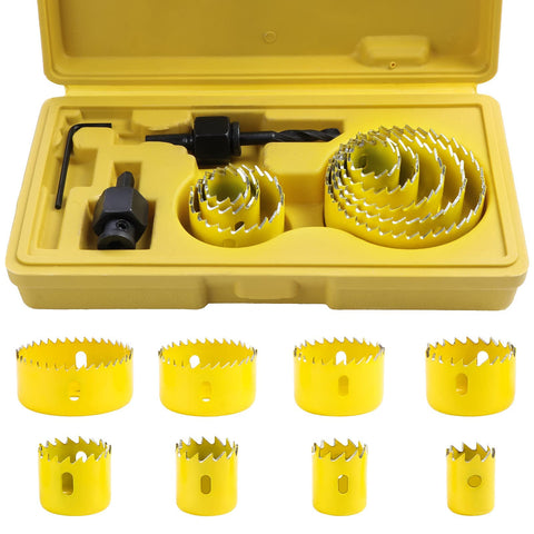SHEENO 11PCS Hole Saw Cutter Kit,Carbon Steel Downlights Drill Bit Tools for Wood, Plasterboard, Plastic and Non Ferrous Metals,with Storage Box