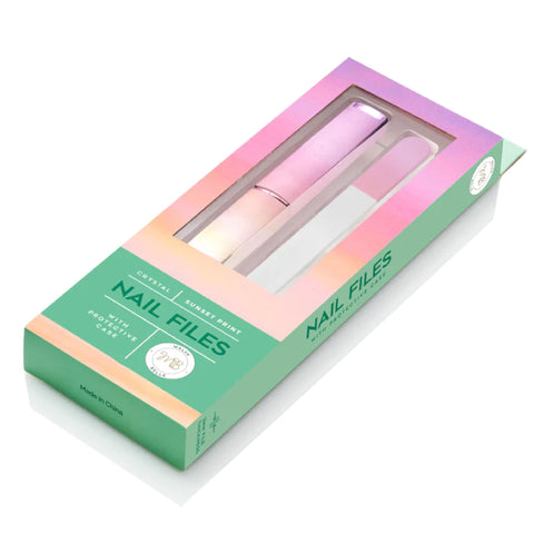 Malva Belle Best Crystal Glass Nail File - Long Lasting Double Sided Tempered Glass File - Professional Salon Manicure/Pedicure Filing Tool for Natural Nails - Sunset (3mm)