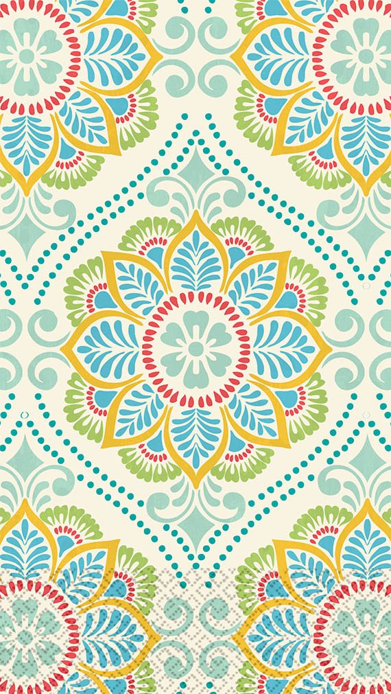 Amscan Summer Tapestry Disposable 2 Ply Paper Guest Towels Tableware, 7.7 x 4.3, Multi