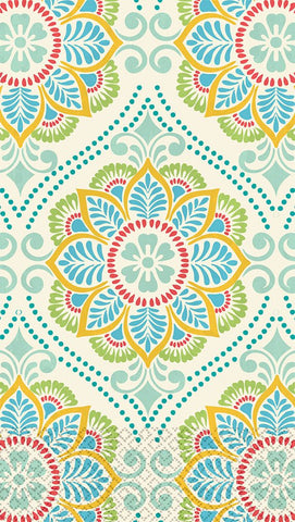 Amscan Summer Tapestry Disposable 2 Ply Paper Guest Towels Tableware, 7.7 x 4.3, Multi