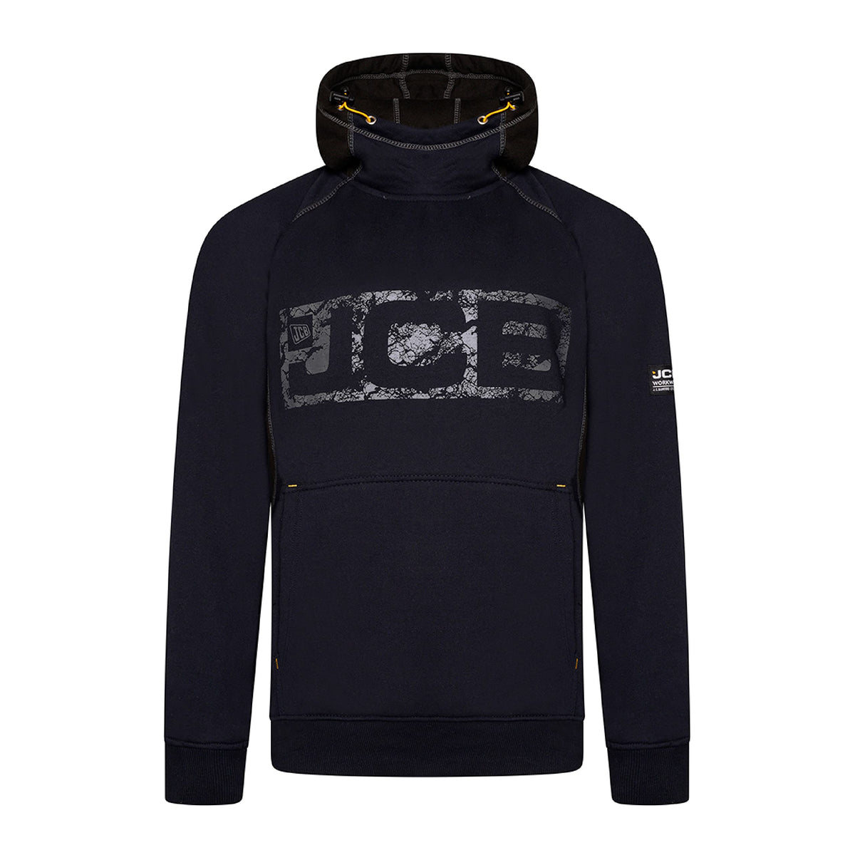 JCB - Horton Hoodie, X-Large - Made with 80% Cotton & 20% Polyester - Hoodies for Men Branding Details - Mens Clothes - Cordura Fabric Elbow Patches - 320gsm - Navy/Black