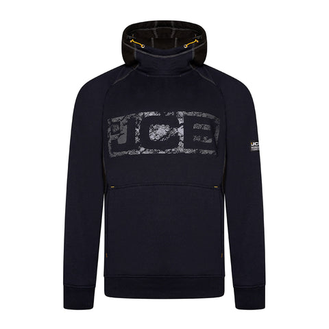 JCB - Horton Hoodie, X-Large - Made with 80% Cotton & 20% Polyester - Hoodies for Men Branding Details - Mens Clothes - Cordura Fabric Elbow Patches - 320gsm - Navy/Black