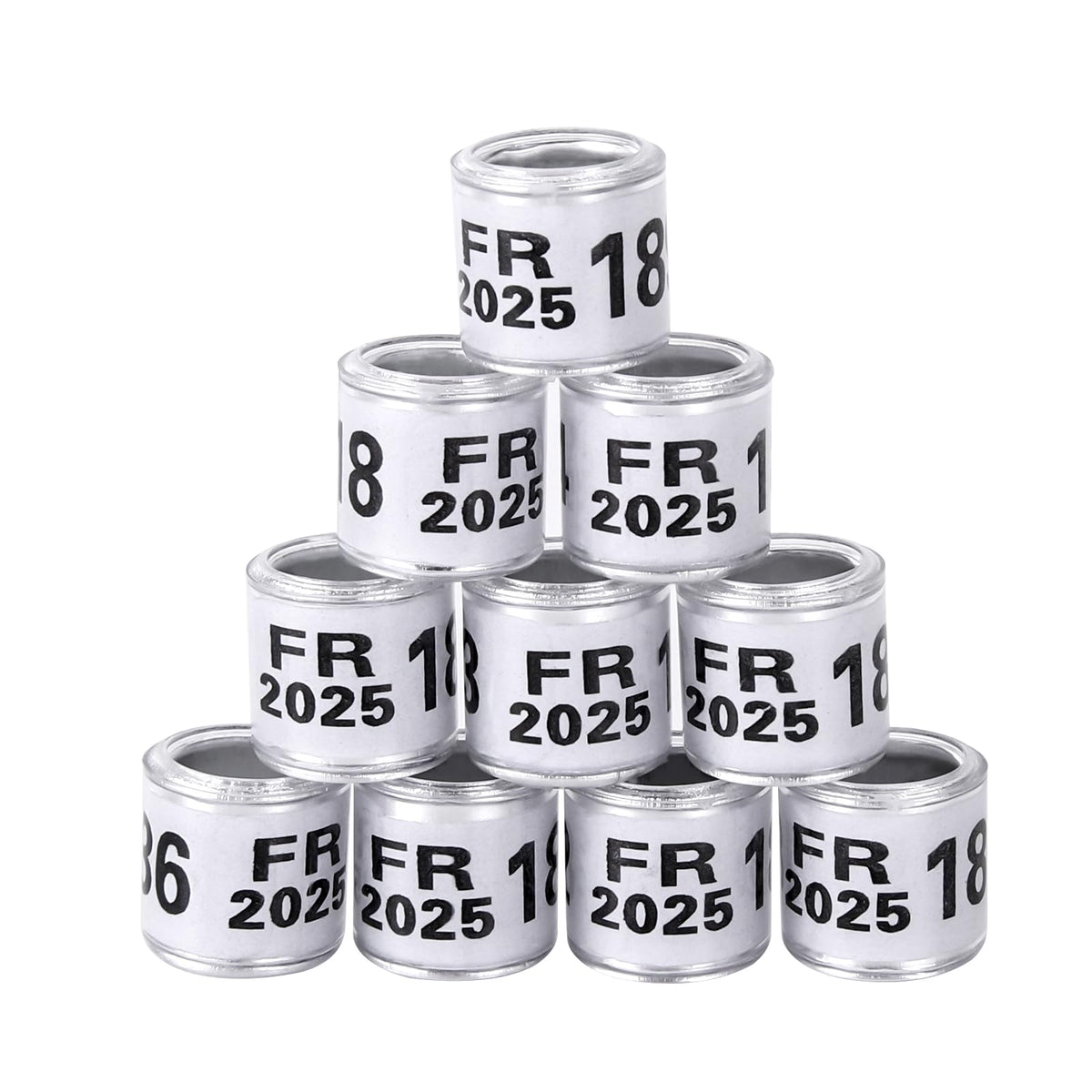 FULAIERGD 100Pcs Multicolor Aluminium Pigeon Leg Rings Dove Leg Rings Identify Bands Plastic with 2025 FR Training Identify Birds Foot Ring (White)