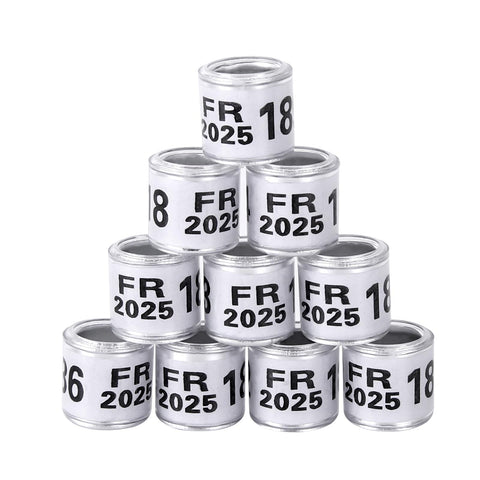 FULAIERGD 100Pcs Multicolor Aluminium Pigeon Leg Rings Dove Leg Rings Identify Bands Plastic with 2025 FR Training Identify Birds Foot Ring (White)