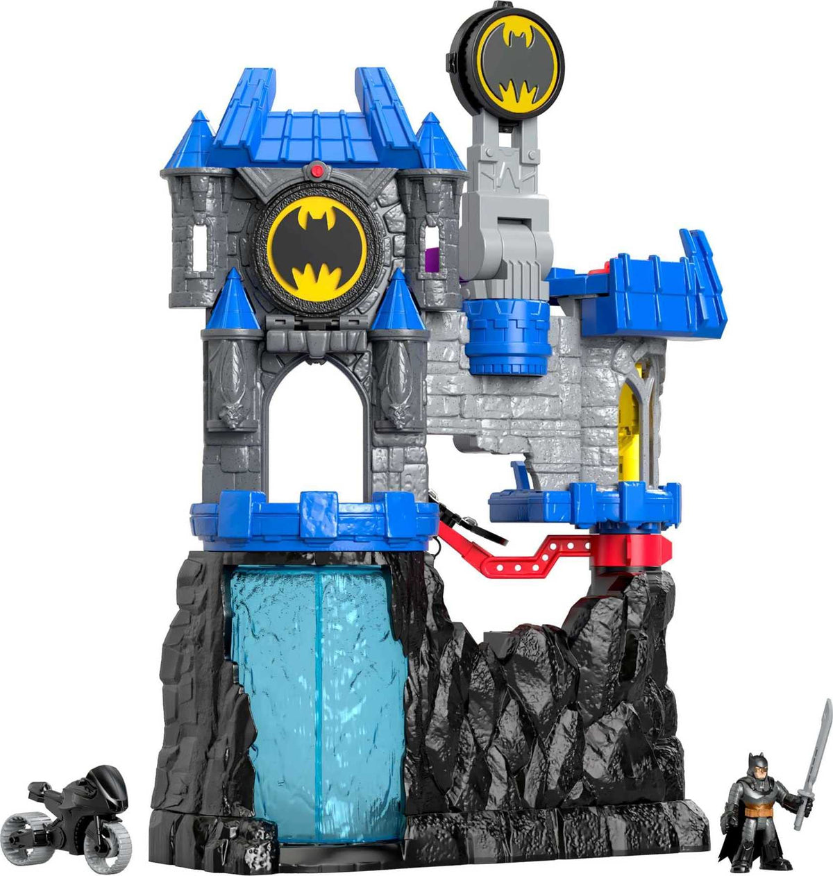 Fisher-Price Imaginext DC Super Friends Batman Toy, Wayne Manor Batcave Playset with Figure Batcyle & Accessories for Ages 3+ Years