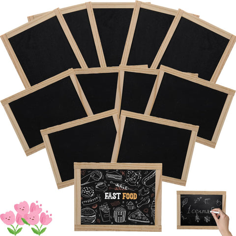 Harloon 12 Pcs Chalk Board Small 8.5 x 10.5 Double Sided Mini Unfinished Wood Frame Tabletop Blackboard Signs Classroom School Supplies for Kid Party Home Office Art Craft Wedding Birthday Wall Menu