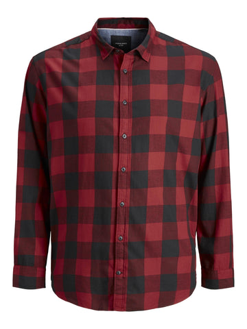 JACK & JONES Men's Jjegingham Twill Shirt L/S Noos lg/s, Ziegelrot, 8XL