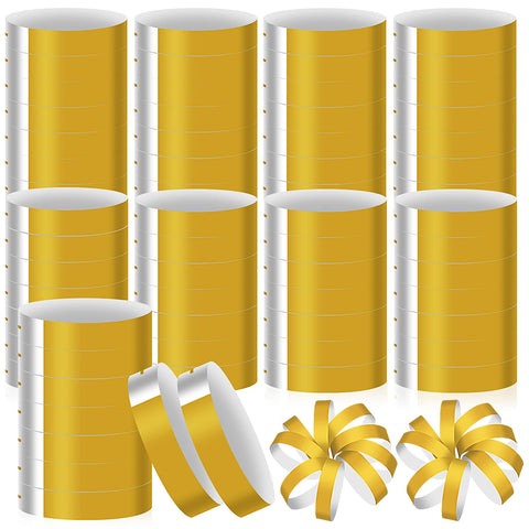 300Pcs Paper Wristbands for Events Waterproof Gold Wrist Bands Easy to Write Wrist Bands for Events, IKAYAS Gold Paper Wristbands for Party Concert Entrance Admission (Gold 300Pcs)