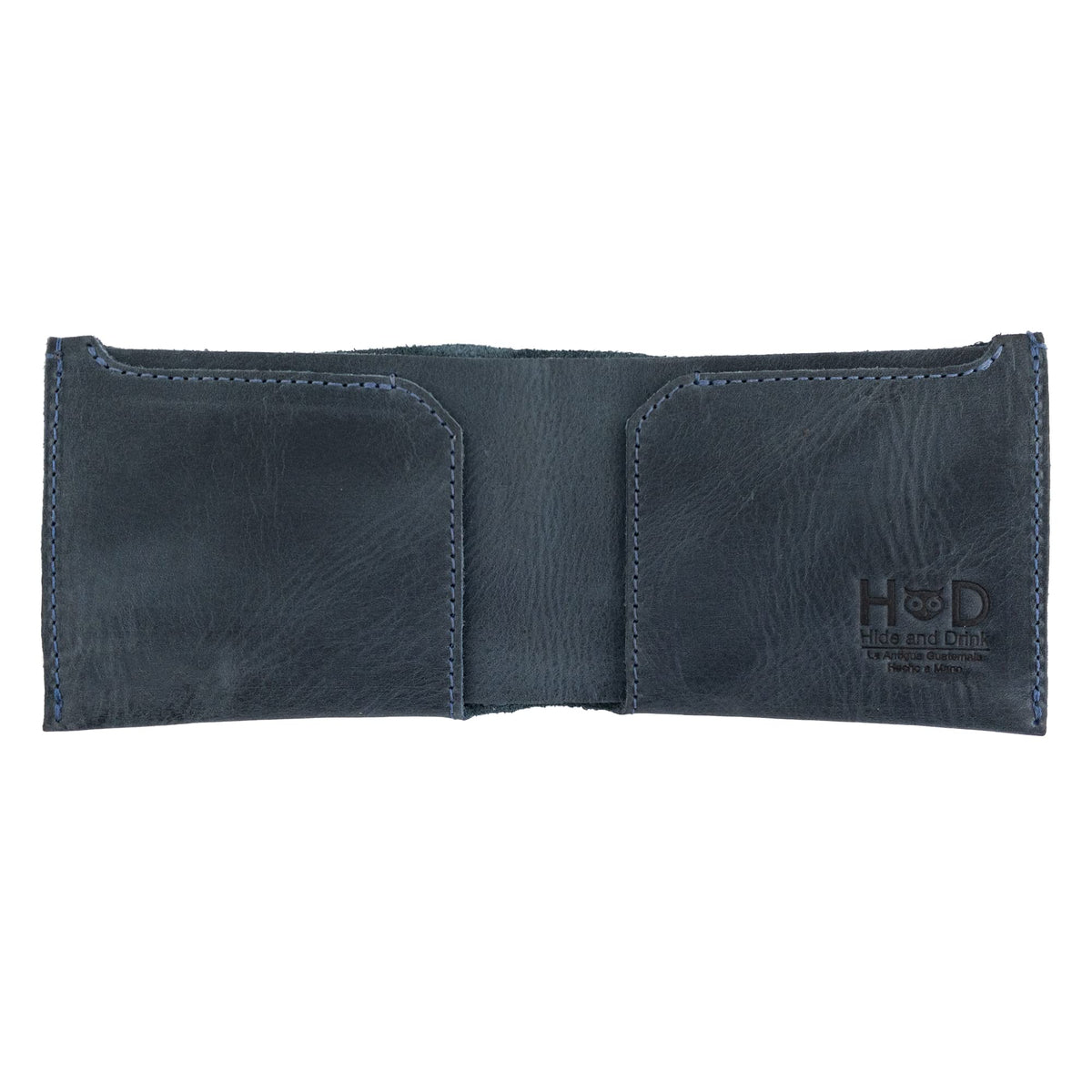 Hide & Drink, Classic Wallet Handmade from Full Grain Leather, Slate Blue, Classic