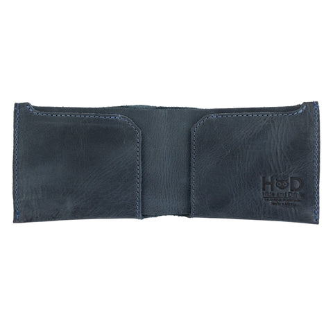 Hide & Drink, Classic Wallet Handmade from Full Grain Leather, Slate Blue, Classic