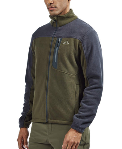 YSENTO Mens Outdoor Micro Fleece Full Zip Top Warm Winter Fleece Thermal Lightweight Walking Jacket(Green,XXL)