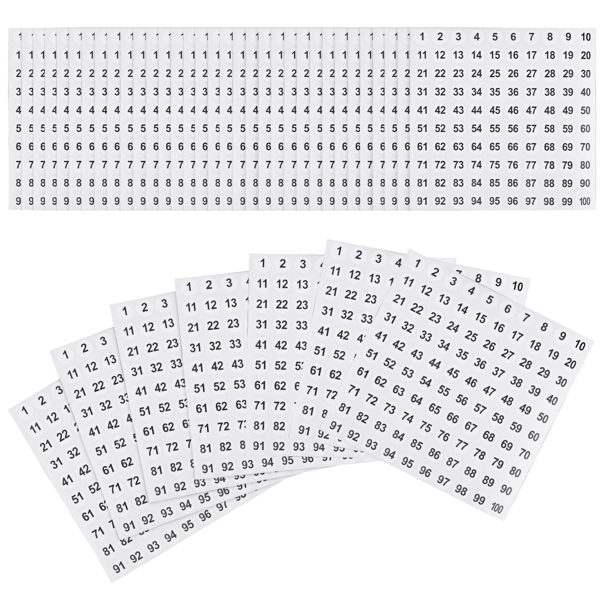 Cobee Number Stickers, 30 Sheets 1 to 100 0.4inch Round Number Self Adhesive Stickers Small Round Labels Vinyl Number Stickers Waterproof Stickers for School Office Home Classroom Storage Organizing