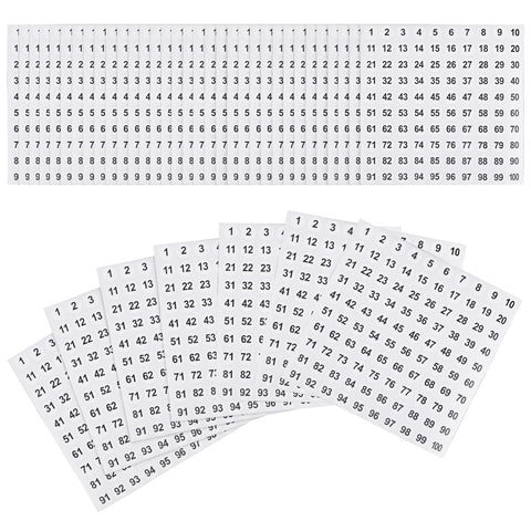 Cobee Number Stickers, 30 Sheets 1 to 100 0.4inch Round Number Self Adhesive Stickers Small Round Labels Vinyl Number Stickers Waterproof Stickers for School Office Home Classroom Storage Organizing