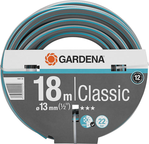Gardena Classic Hose 13 mm (1/2 inch), 18 m: Universal Garden Hose Made of Sturdy Cross Fabric, 22 bar Bursting Pressure, UV and Frost-Resistant, Without System Parts (18001-20)