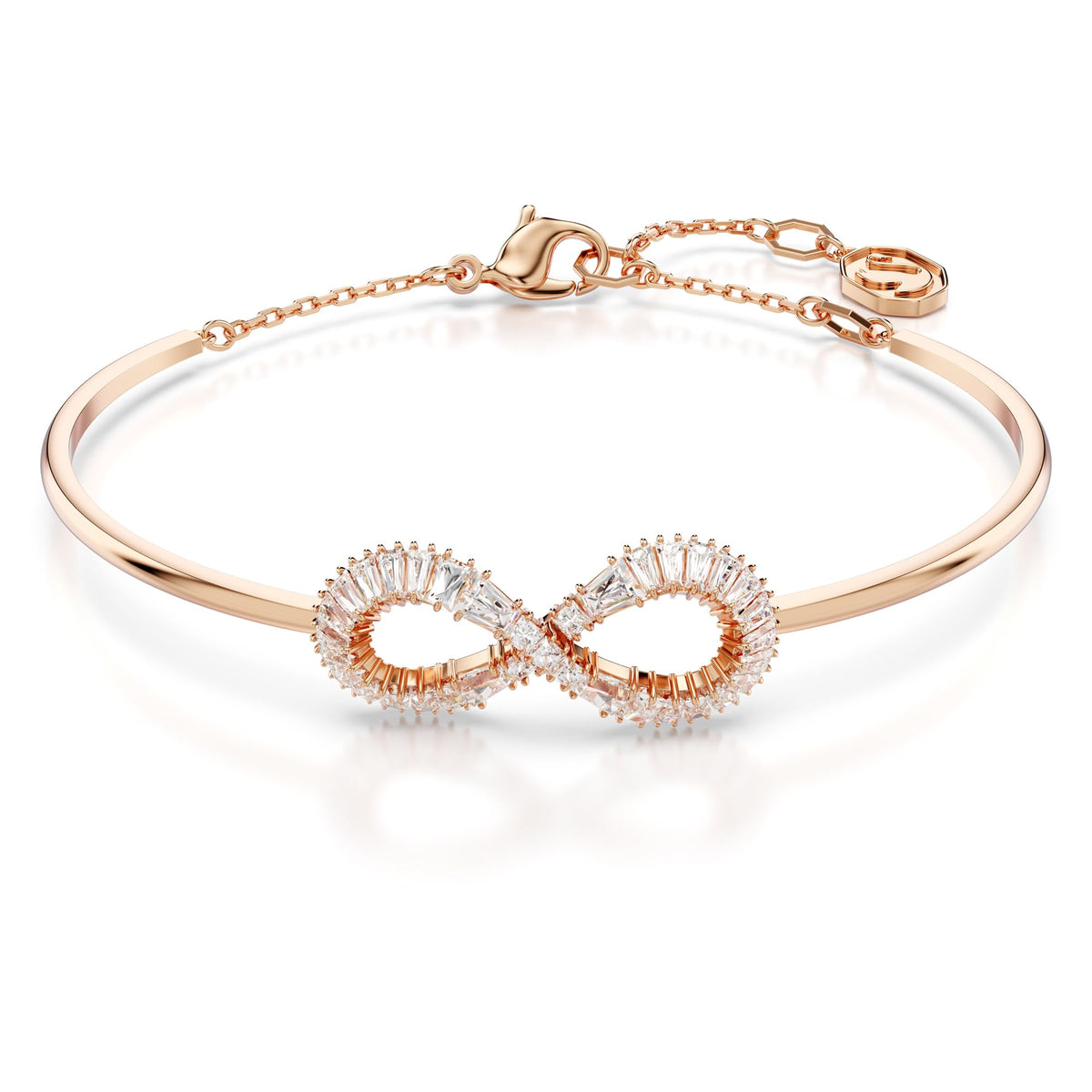 SWAROVSKI Hyperbola Bangle Bracelet, Infinity Symbol Motif with Clear Crystals in a Rose Gold-Tone Finished Setting, Part of the Hyperbola Collection