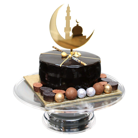 Eid Mubarak Islam Ramadan Iftar Gift Cake Topper Decoration - Gold Moon & Mosque