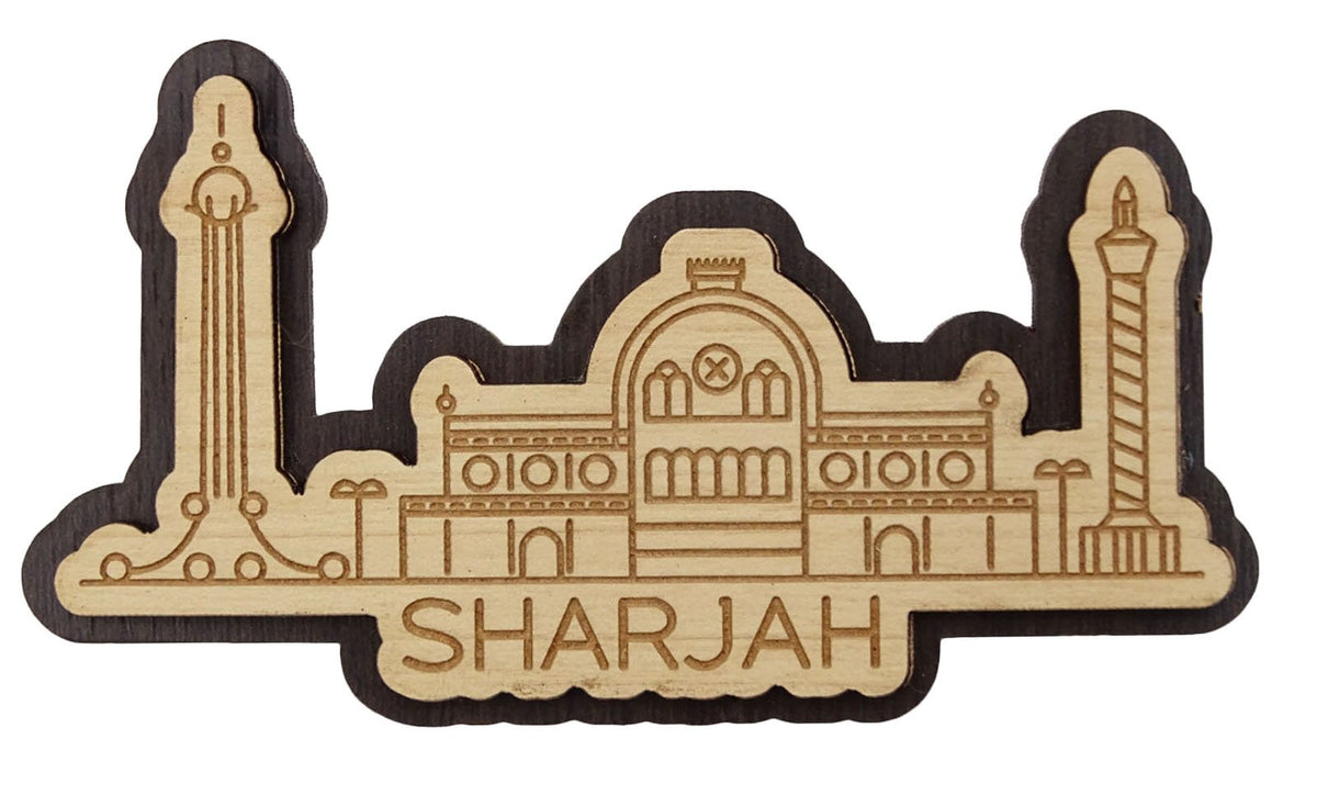 Printtoo Fridge Magnet Home Decor Dubai Sharjah City Wooden Souvenir Collectibles