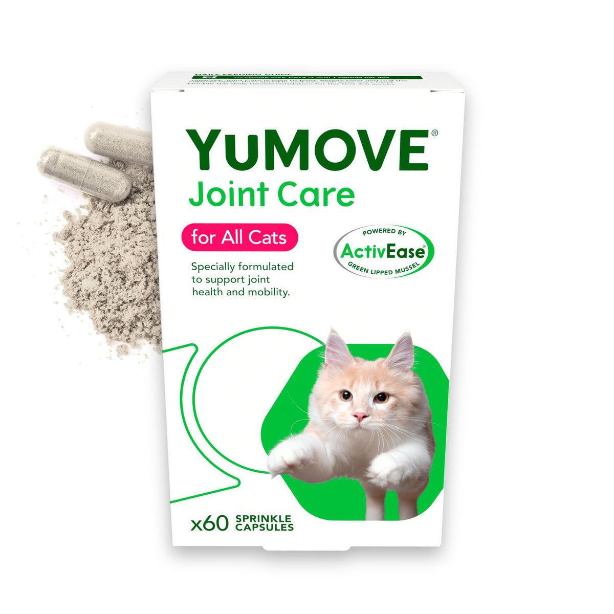 YuMOVE Cat | Joint Supplement for Cats, with Glucosamine, Chondroitin, Green Lipped Mussel, All Ages and Breeds | 60 Capsules