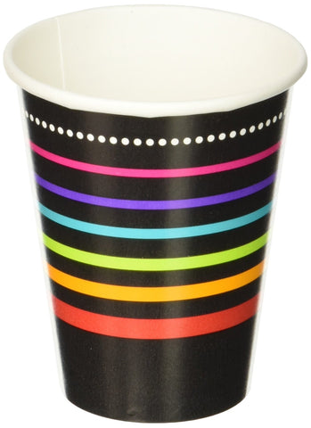 Party On Happy Birthday Striped Paper Cups , Pack of 8, Multi , 9 Ounces, Paper