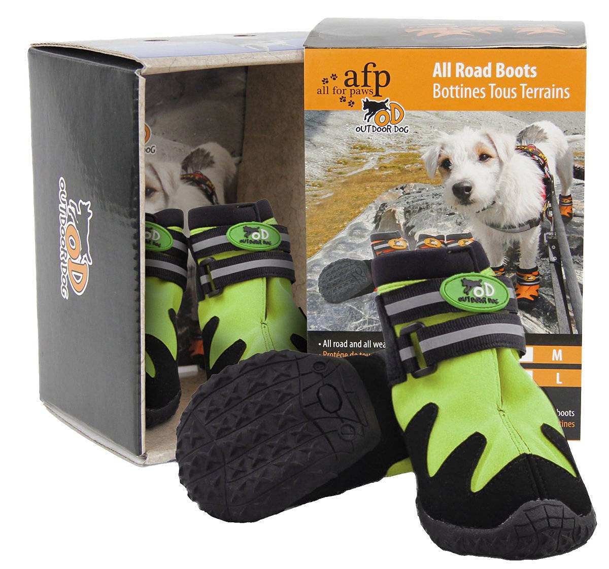 ALL FOR PAWS Outdoor Dog All Road Dog Boots, 2X-Large, Green, 3.64 kg
