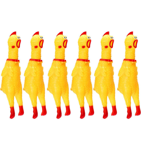 6 Pack Rubber Screaming Chicken Toy Yellow Rubber Squeaking Chicken Toy Novelty and Durable Rubber Chicken, Shrilling Decompression Tool Gadgets