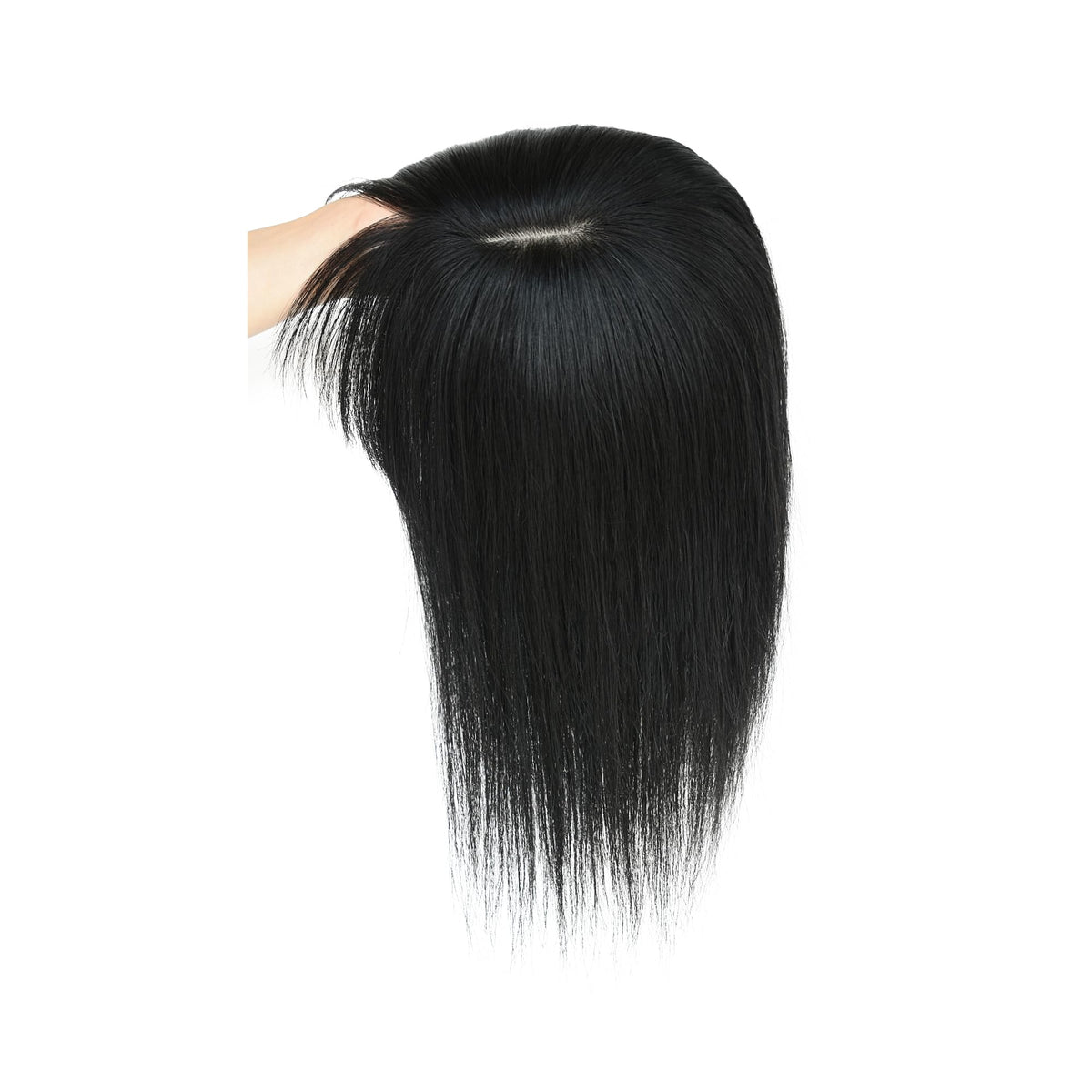 viviaBella Hair Topper with Bangs Clip in Human Hair Toppers Seamless Hairpiece Toupee for Women Thick Silk Base Topper for Thicking Hair (12inch, 5.1"Ã—5.1â€œNatural Black)