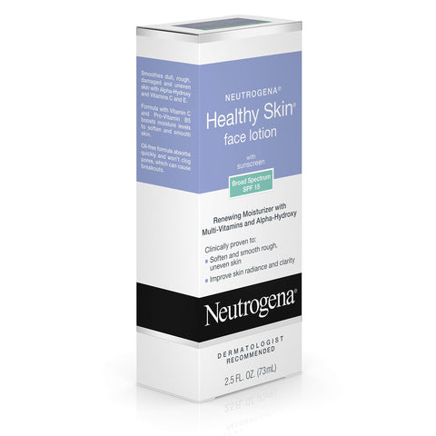 Neutrogena Healthy Skin Face Moisturizer Lotion with SPF 15 Sunscreen & Alpha-Hydroxy Acid, Anti-Wrinkle Treatment with Vitamins C, E & B5, Oil-Free & Alcohol-Free, 2.5 fl. oz
