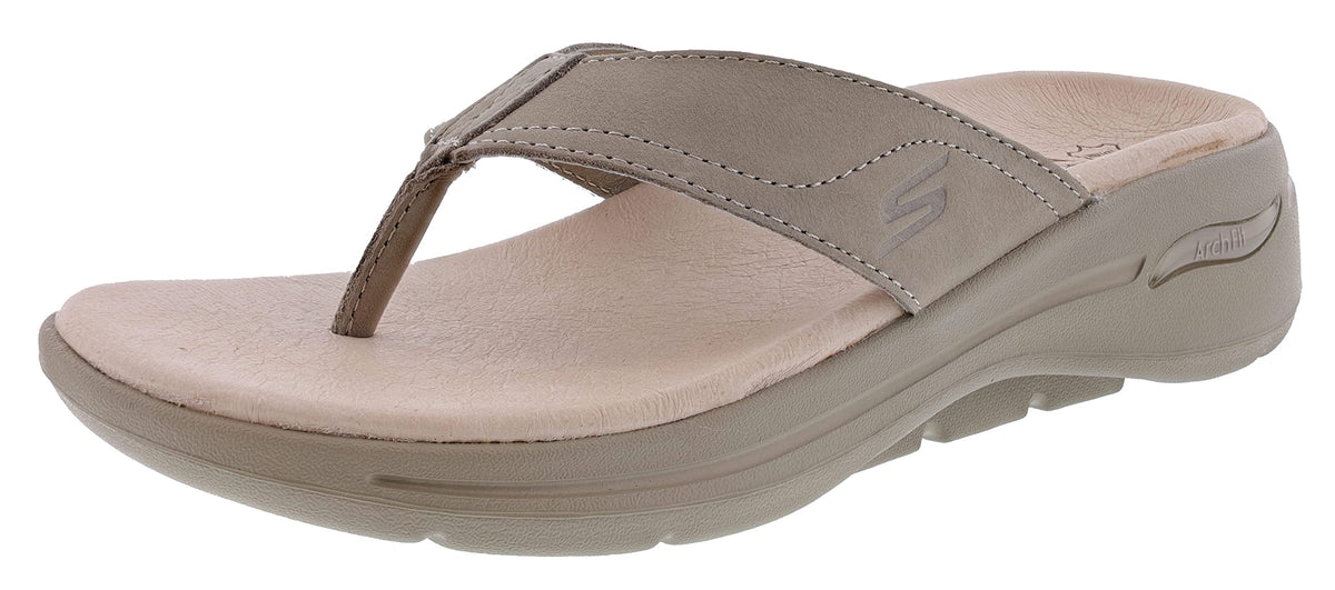 Skechers Women's Go Walk Arch Fit- Five Stars Sandals, Taupe, 11 M