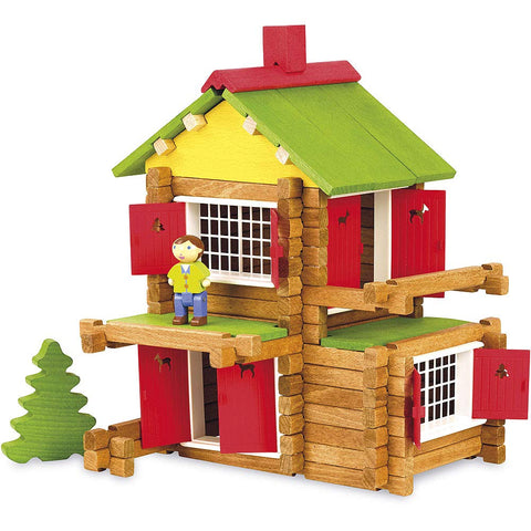Jeujura J8003 135 Pieces My Wooden Chalet, in Cardboard Box, Multi-Color