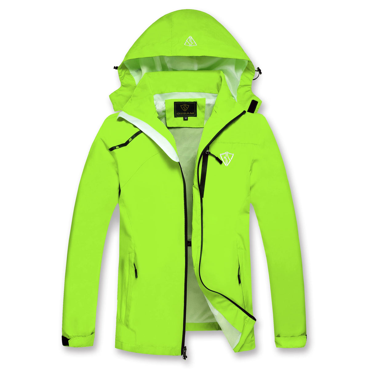 GIISAM Mens Windproof Jacket Waterproof Lightweight Mountain Sport Jacket for Men Hooded Windbreaker Raincoat(Green,S)