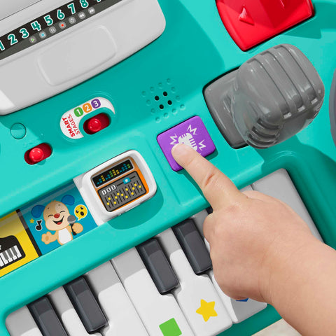 Fisher-Price Learning Fun DJ Game Table - Musical Learning Toy with 3 Piano Play Modes, Lights, 12 Motor Activities and 100+ Songs and Tones, Speaks German, from 6 Months / 1 Year, HRB63