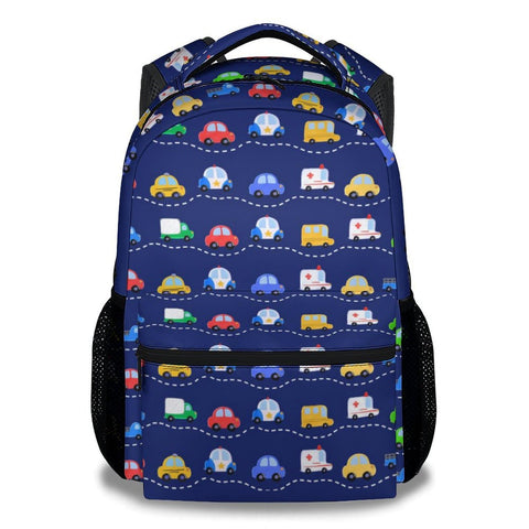 Mercuryelf Truck Car Backpack for Boys Girls, 16 Inch Dark Blue Backpacks for School Travel, Cute Lightweight Bookbag for Kids