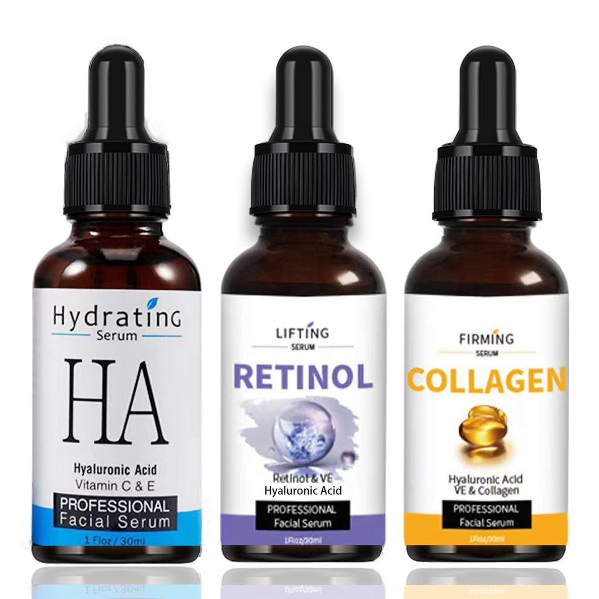 Age Defying Serum 3 Pack - Retinol Serum - Collagen Serum for Face - Moisturizing & Hydrating Skin Hyaluronic Acid - Anti Aging Skincare for Women & Men - Reduce Fine Line & Soothe Wrinkle Skin Care
