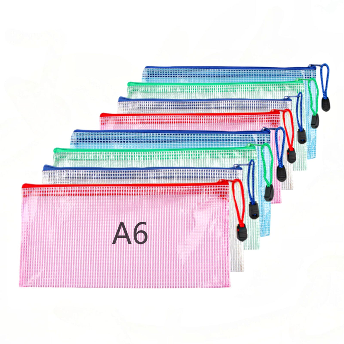 A6 Plastic Wallets File Folder 8Pcs Zip Lock Bags Small Plastic Wallets Document Wallets File Zipper Bags for Office School Stationery Receipt Bills