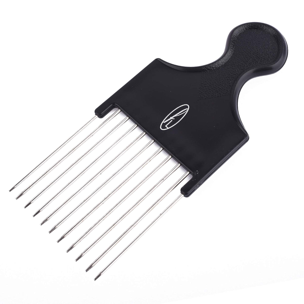 Fine Lines Afro Pick Comb - Metal Teeth for Curly Hair - Heat & Impact Resistant Afro Hair Combs - Antistatic Afro Hair Comb - Afro Metal Comb for Curly Hair - Thick Black Plastic and Antistatic Comb