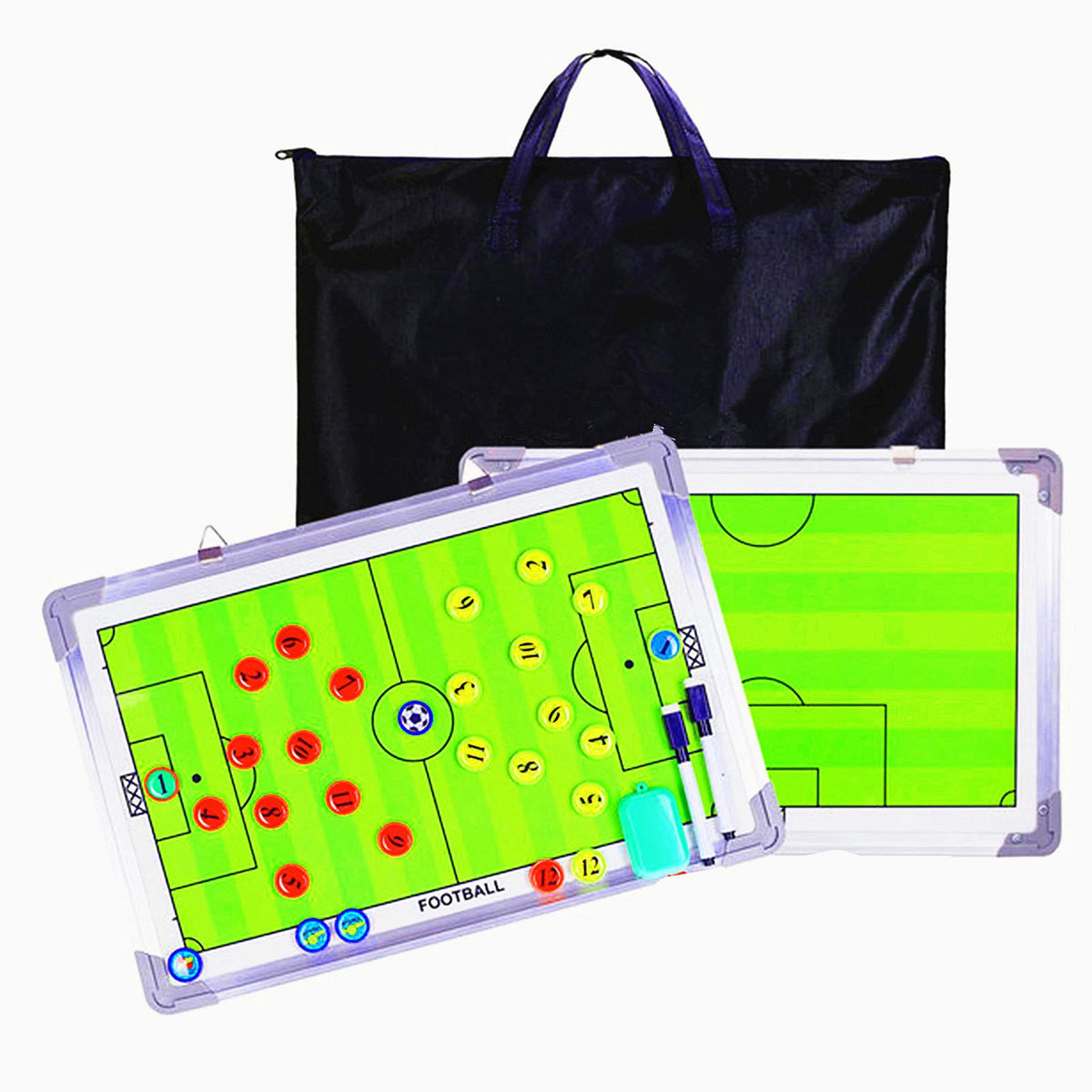 MKNZOME Magnetic Portable Football Coaching Board, Soccer Training Pro Double-Sided White Board Basketball Coaches Board Hanging Competition Teaching Command Winning Strategy Board with Marker