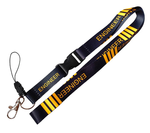 Flight Engineer Mechanical Inspect Operate Aerospace Crew Aircrew Airplane Plane Navigator Aircraft Software Ship Detachable 20.2" Neck Lanyard Keychain Holder ID Badge Mobile Phone Pin Strap